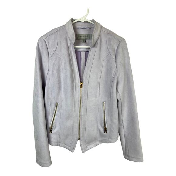 Andrew Marc New York purple Faux Suede Jacket Moto S Small - Picture 1 of 8